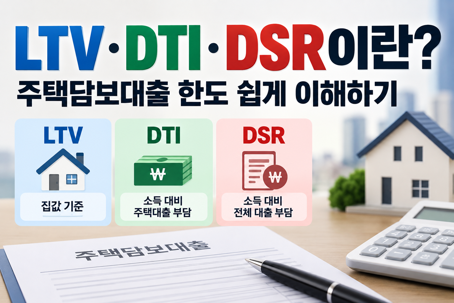 LTV DTI DSR 주택담보대출 한도를 쉽게 설명하는 썸네일